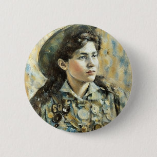 Annie Oakley femalegun slinger 1800s cowgirl art 2 Inch Round Button