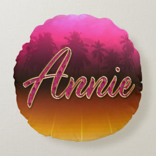 Annie Vorname Name golden pink Kissen Round Pillow