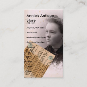 Annie's Antique Store Business Card