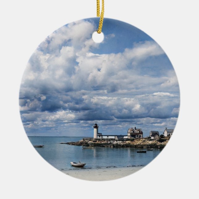 Annisquam Lighthouse, Gloucester MA c1904 Ceramic Ornament (Front)