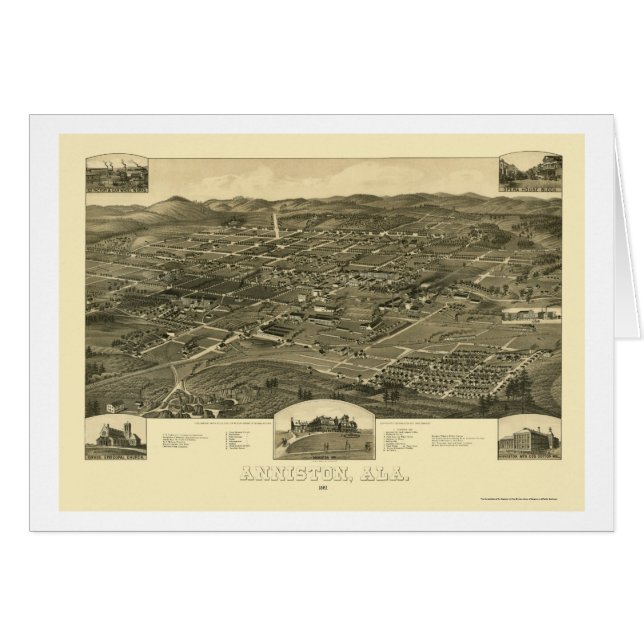Anniston, carte panoramique d'AL - 1887 (Devant horizontal)