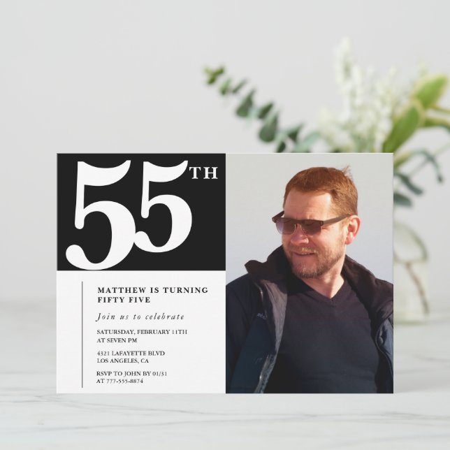 Anniversaire adulte 55e anniversaire invitation Ph (Debout devant)