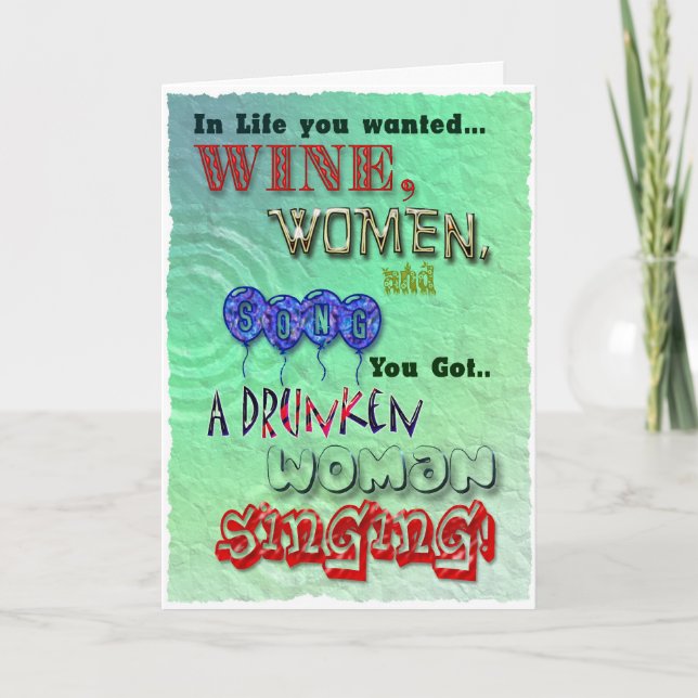 Anniversaire amusant, Femmes du vin et carte de ch (Devant)