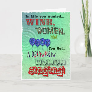 Anniversaire amusant, Femmes du vin et carte de ch