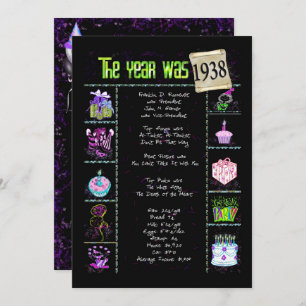 Anniversaire Année 1938 Invitation