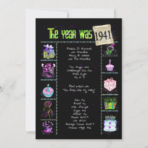 Anniversaire Année 1941 Invitation