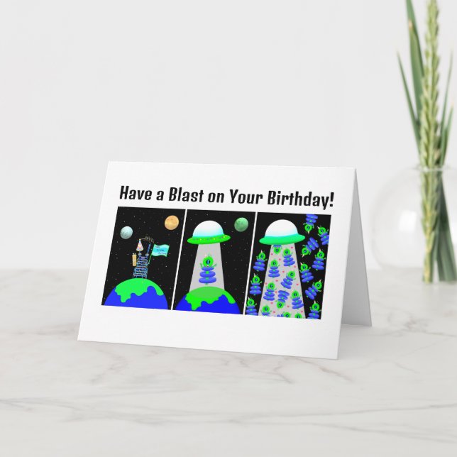 Anniversaire avec carte d'aliens mignonnes par Jo  (Devant)