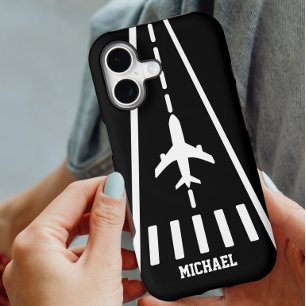 Anniversaire Avion Atterrissage Piste Noir et Blan