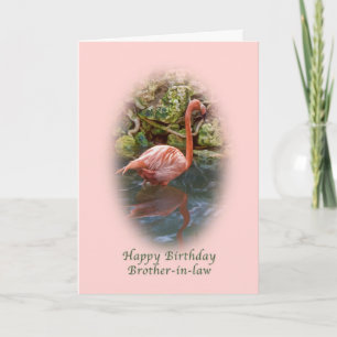 Anniversaire, beau-frère, Carte Flamant rose rose