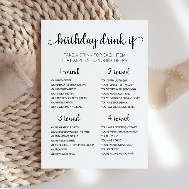 Anniversaire BOIRE SI éditable Carte de jeu Annive (Créateur téléchargé)