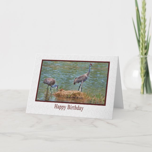 Anniversaire, carte de famille de grue de Sandhill (Devant)