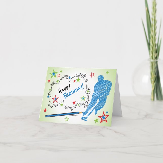 Anniversaire! Carte de voeux de hockey masculin Sc (Devant)