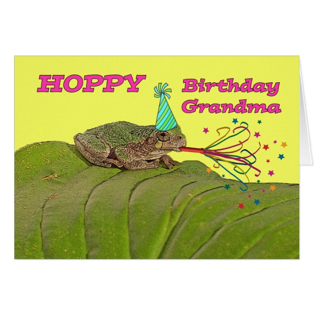 Anniversaire chanceux de la grenouille de la fête  (Devant horizontal)