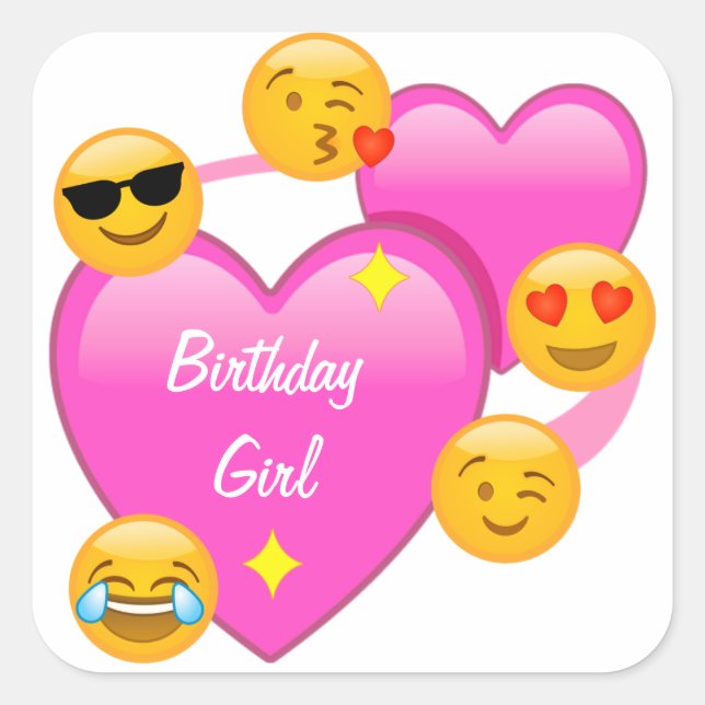 Anniversaire Coeurs et Stickers Emojis (Devant)
