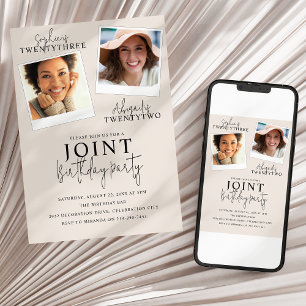 Anniversaire Commun   Invitation avec 2 Photos