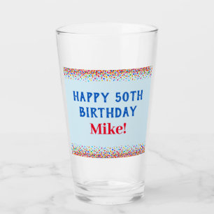 Anniversaire Cool Bleu Coloré Confetti Pint Verre