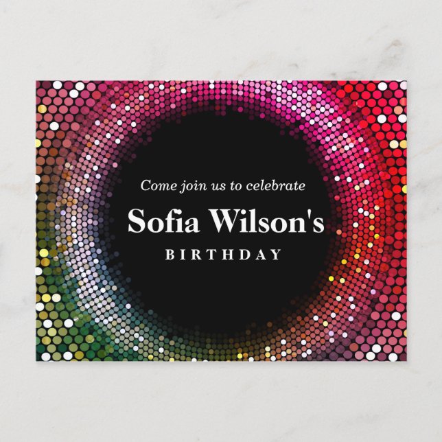 anniversaire de boule disco invitation par carte p (Devant)