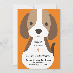 Anniversaire de enfant de chien mignon Invitation