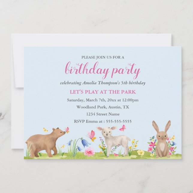 Anniversaire de enfant Invitation de fleurs de pri (Devant)