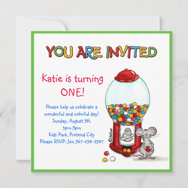 Anniversaire de enfant Party - Invitation au gumba (Devant)