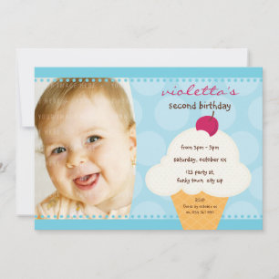 ANNIVERSAIRE DE ENFANT PARTY INVITATION cône de gl