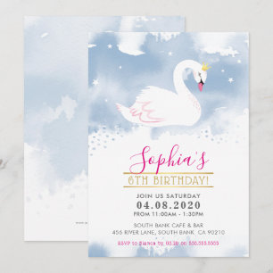 ANNIVERSAIRE DE ENFANT PARTY INVITATION cygne prin