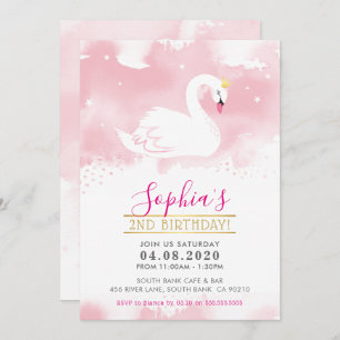 ANNIVERSAIRE DE ENFANT PARTY INVITATION cygne prin