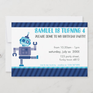 ANNIVERSAIRE DE ENFANT PARTY INVITATION joli robot