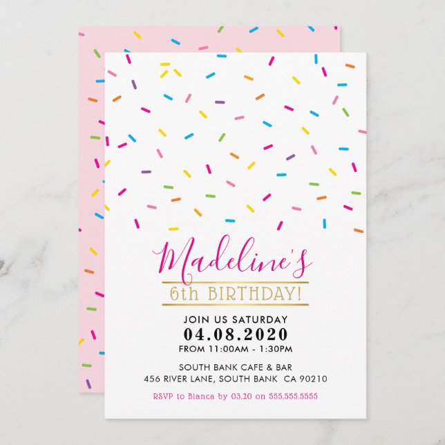 ANNIVERSAIRE DE ENFANT PARTY INVITATION mignon arr (Devant / Derrière)