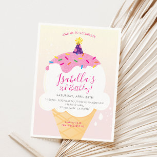 ANNIVERSAIRE DE ENFANT PARTY INVITATION rétro cône