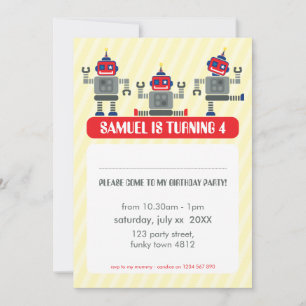 ANNIVERSAIRE DE ENFANT PARTY INVITATION robot mode