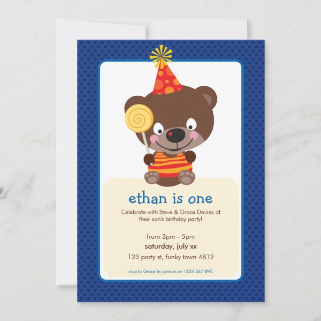 ANNIVERSAIRE DE ENFANT PARTY nounours INVITATION l (Devant)
