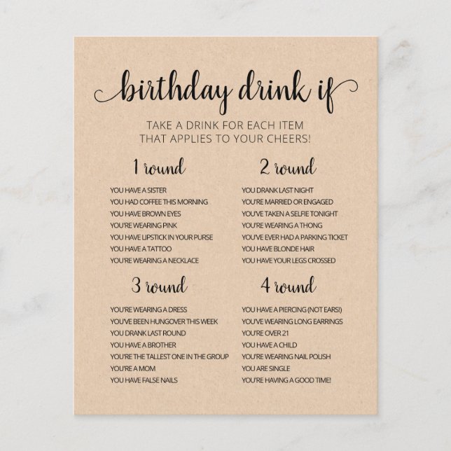 Anniversaire de fête Boire Si Jeu éditable carte (Devant)