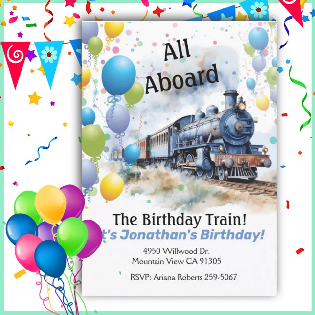 Anniversaire de fête Train de l'enfant Invitation  (Créateur téléchargé)