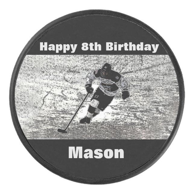 Anniversaire de galet d'hockey personnalisé (Devant)