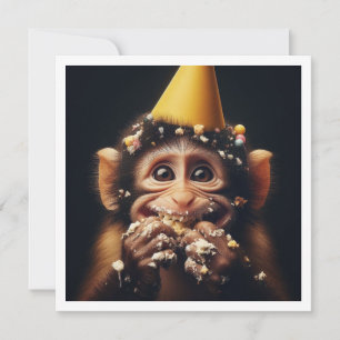 Anniversaire de gâteau de singe cassé, invitation 