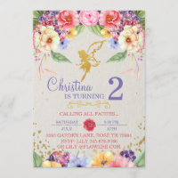 Anniversaire de jardin ou invitation féerique d'or