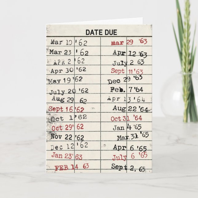 Anniversaire de la carte de bibliothèque (Devant)