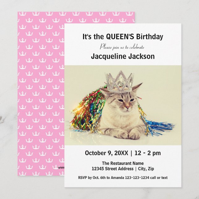 Anniversaire de la Reine - Invitation d'anniversai (Devant / Derrière)