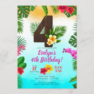 Anniversaire de Luau, Invitation Luau, 4e annivers