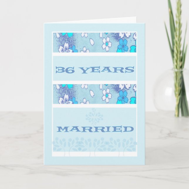 Anniversaire de mariage, 36 ans, carte bleue (Devant)