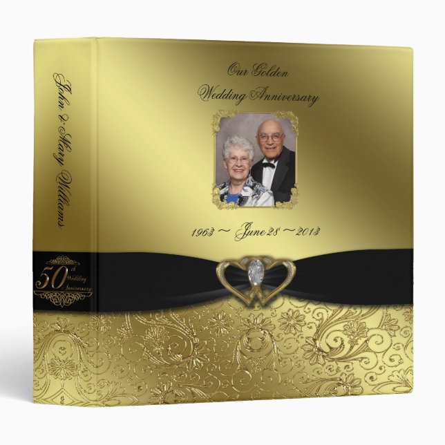 Anniversaire de mariage d'or 1,5" classeur de (Devant/Côté)