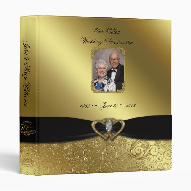 Anniversaire de mariage d'or 1" classeur de photo (Devant/Côté)
