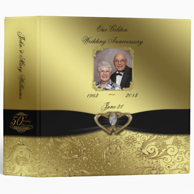 Anniversaire de mariage d'or 2" classeur de photo (Devant/Côté)