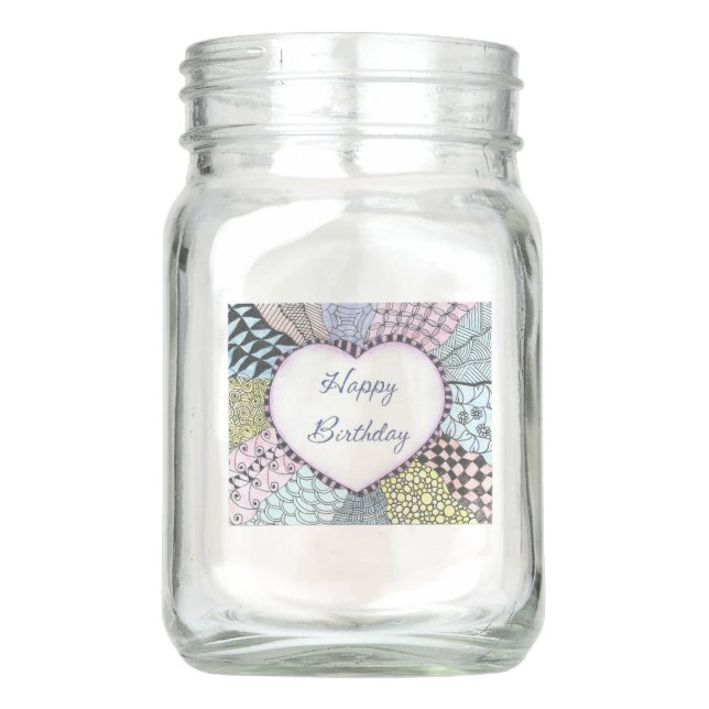 Anniversaire de pot de maçon de vase joyeux (Devant)