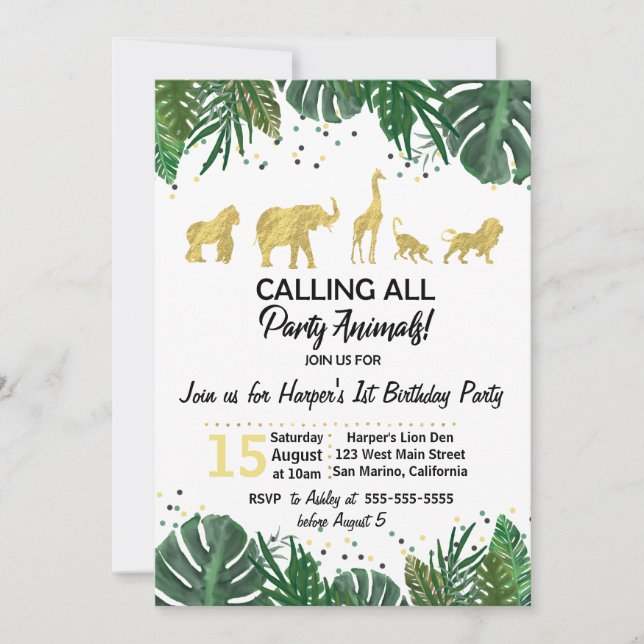 Anniversaire de safari de fêtards ou invitation de (Devant)