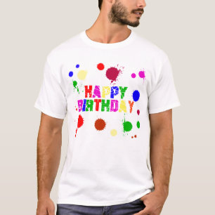 Anniversaire de T-shirt de peinture d'éclaboussure