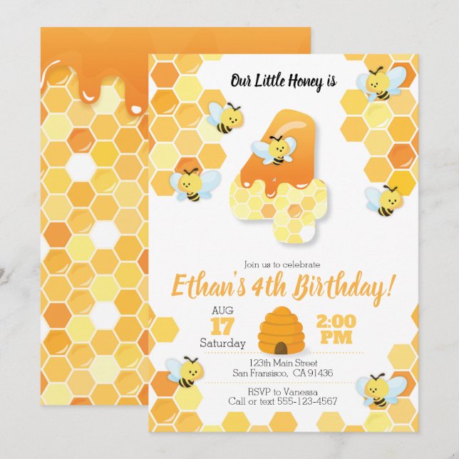 Anniversaire des abeilles, Invitation des abeilles (Devant / Derrière)