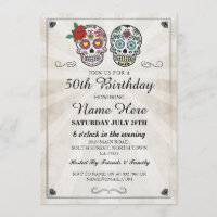 Anniversaire des crânes de sucre Invitation Hallow