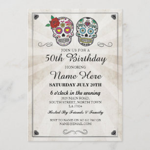 Anniversaire des crânes de sucre Invitation Hallow